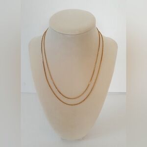 Goldtone Double Box Chain Necklace 16"